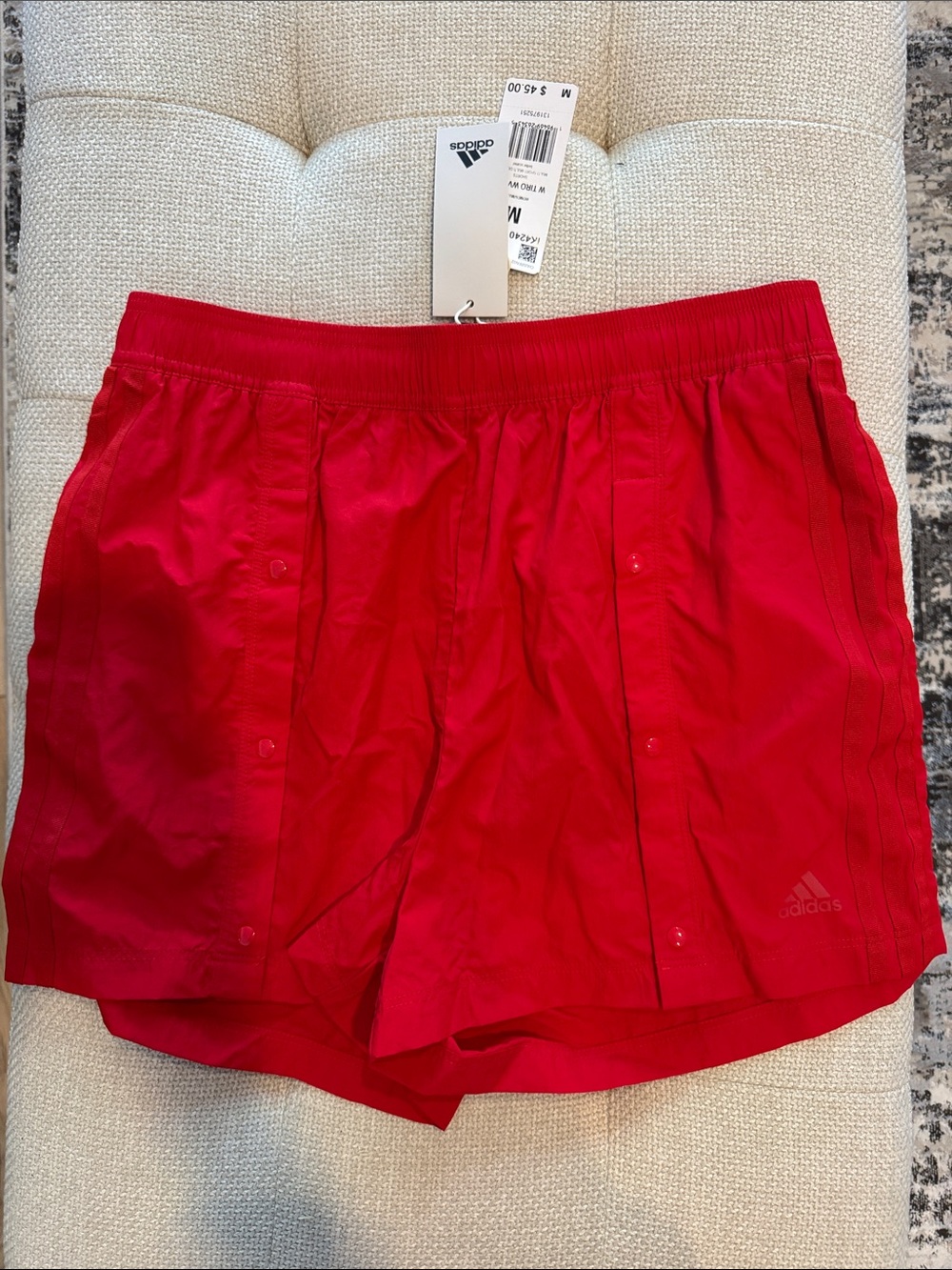 adidas Women’s Bright Red Athletic Snap-Front Shorts